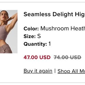 ALO Yoga Seamless Delight High Neck Bra in Mushroom Heather